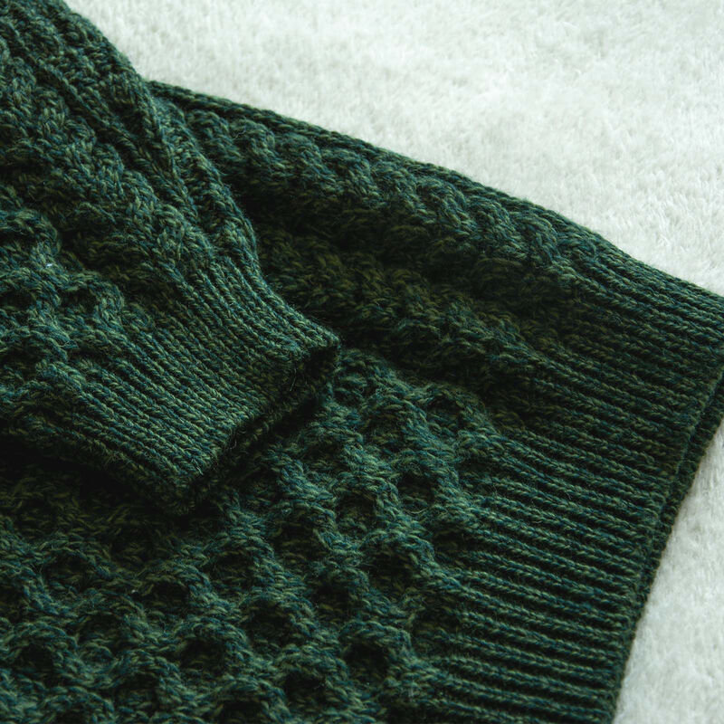 100% Merino Wool Crew Neck Sweater, Green Colour